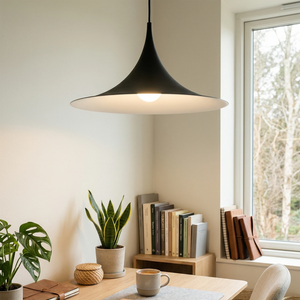 Sami Trumpet Pendant Light - Sleek Matte Black Bright Window Dining Corner | HoaiLamp