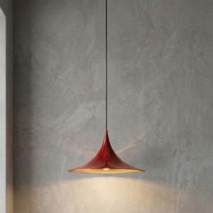 Sami Trumpet Pendant Light - Earthy Terracotta Red Shadowed Concrete Corner | HoaiLamp