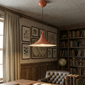 Sami Trumpet Pendant Light - Vintage Leather Chair Library Reading Nook | HoaiLamp