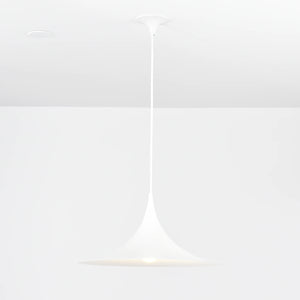 Sami Trumpet Pendant Light - Pure White Finish Illuminated Studio Presentation | HoaiLamp
