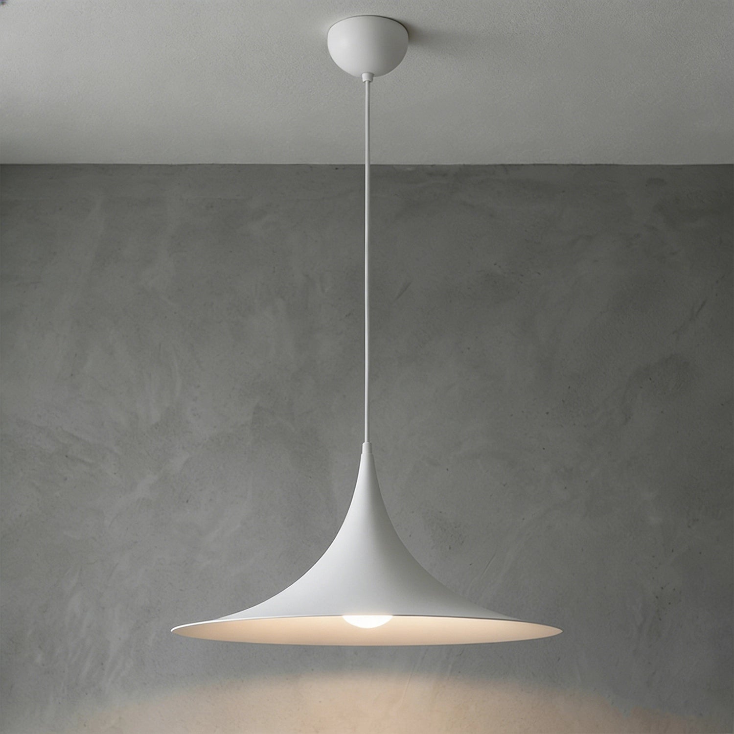 Sami Trumpet Pendant Light - Minimalist Matte White Studio Presentation | HoaiLamp