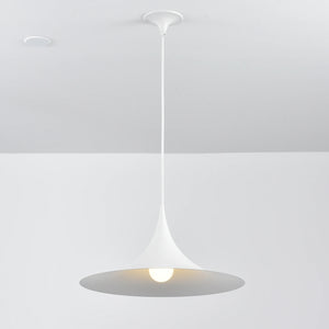 Sami Trumpet Pendant Light - Pure Matte White Illuminated Studio Presentation | HoaiLamp