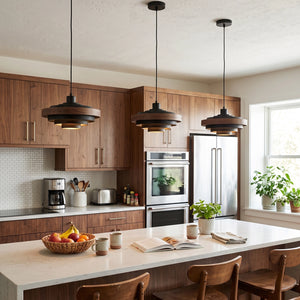 Saturno Tiered Ring Pendant Light - Island Countertop Scene | HoaiLamp