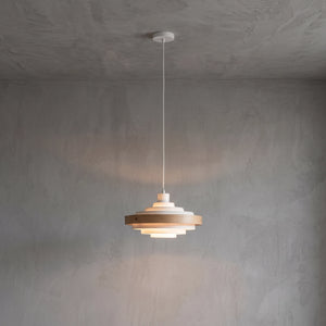 Saturno Tiered Ring Pendant Light - Concrete Wall Setting Option 7 | HoaiLamp