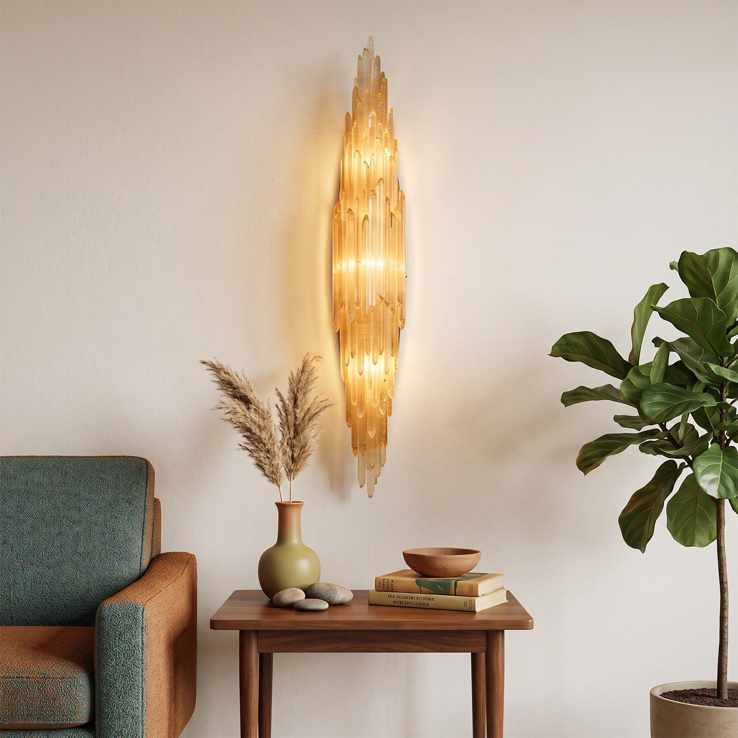 Sculptural Textured Selenite Wall Lamp