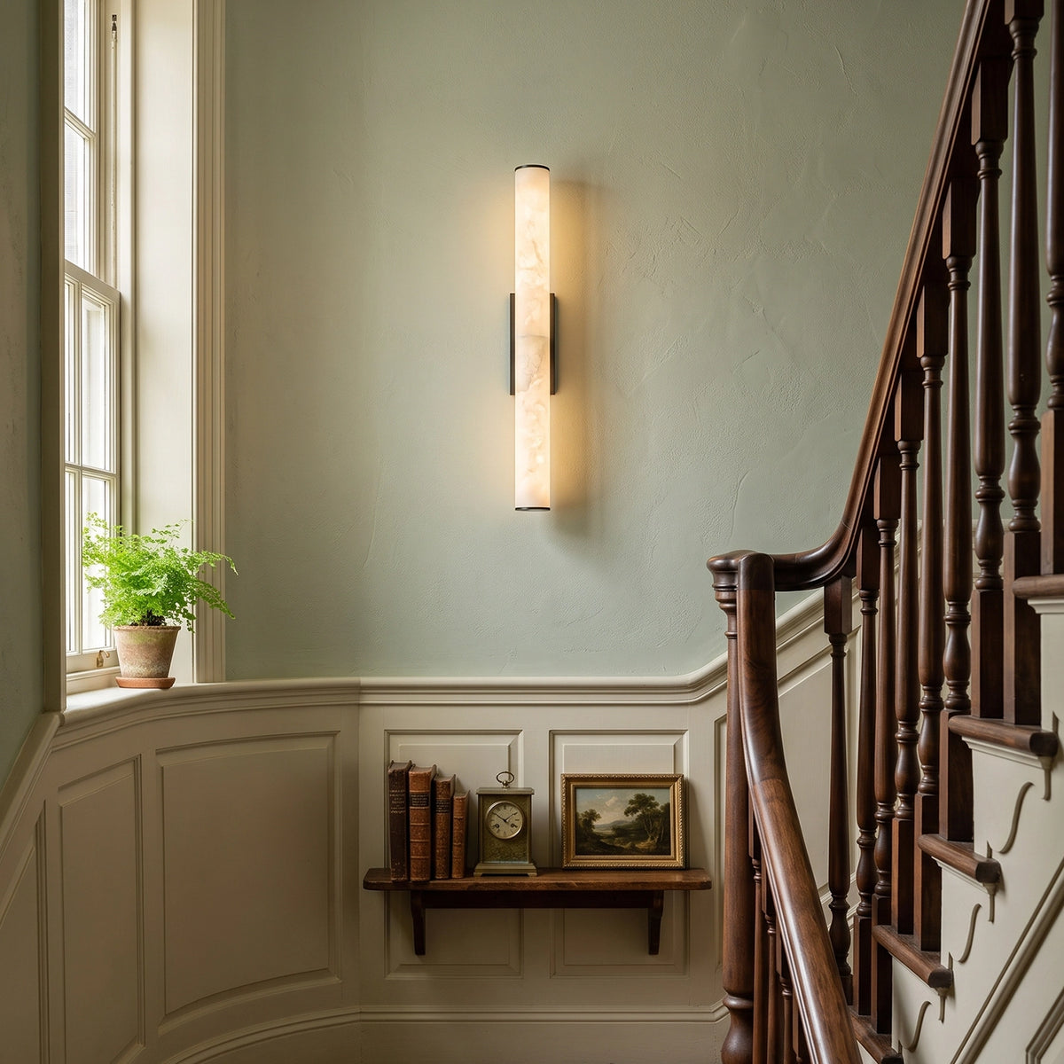 Selene Alabaster Column Sconce