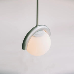 Curved Linear Opal Globe Pendant - Art Deco Curved Metal Profile Close-up | HoaiLamp