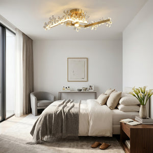Sparkling Crystal Plum Blossom Ceiling Light - Elegant Master Bedroom Architecture Suite | HoaiLamp