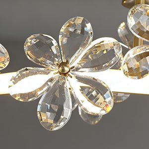 Sparkling Crystal Plum Blossom Ceiling Light - Symmetrical Hardware Connector Glass Blossom View | HoaiLamp