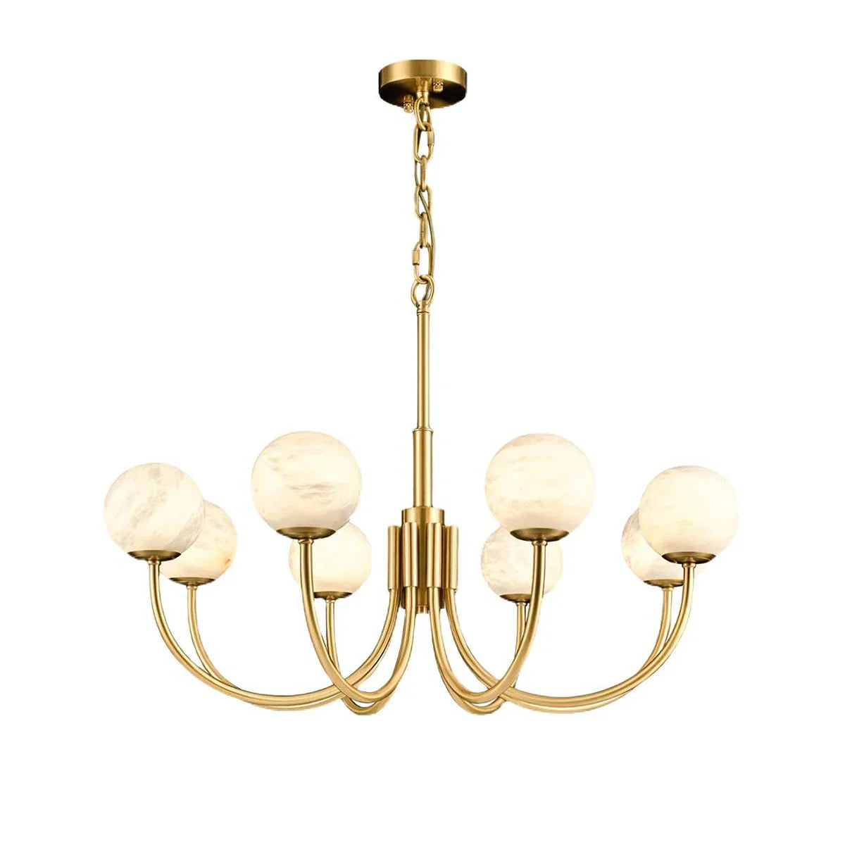 Spherical Alabaster Multi Head Chandelier