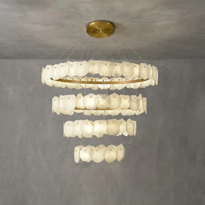 Tiered Alabaster Chandelier - Studio Grey Concrete 4 Tier Stacked Ring Configuration | HoaiLamp