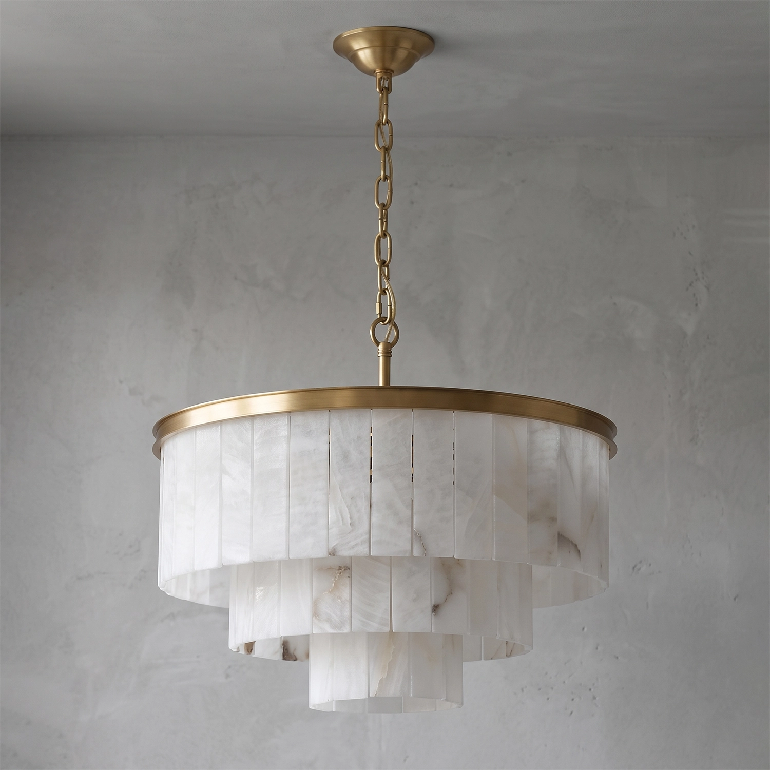 Tiered Natural Alabaster Chandelier