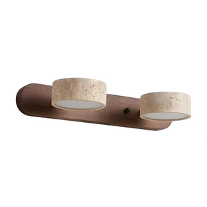 Travertine Duo Wood Wall Light - Walnut Travertine 2 Light Illuminated Glow | HoaiLamp