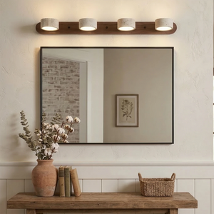 Travertine Duo Wood Wall Light - Dark Walnut 4 Light Sleek Square Mirror Foyer Layout | HoaiLamp