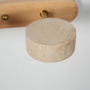 Travertine Duo Wood Wall Light - Matte Black Porous Lava Shade Component Macro | HoaiLamp