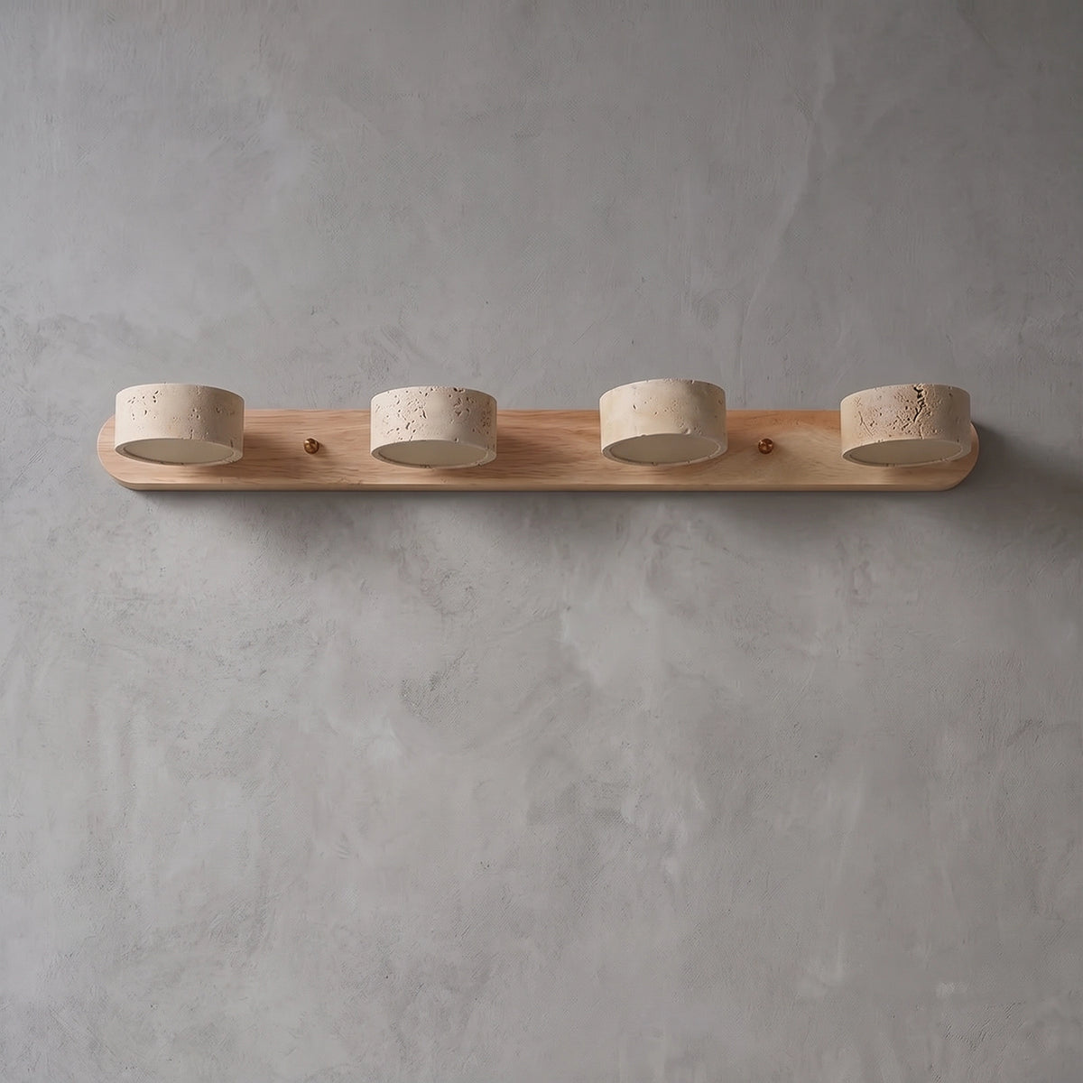 Travertine Duo Wood Wall Light - Light Oak Travertine 4 Light Illuminated Glow | HoaiLamp