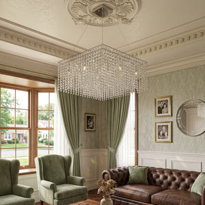 Veylin Square Crystal Cascade Chandelier - view 6 | Hoailamp
