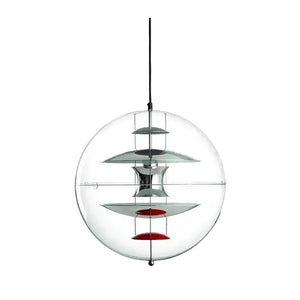 VP Globe Pendant Lamp - Chrome Silver Red & Blue Accents Off-State SKU | HoaiLamp