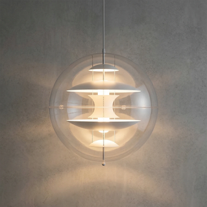 VP Globe Pendant Lamp - Illuminated Inner Core Spherical Concrete Backdrop | HoaiLamp