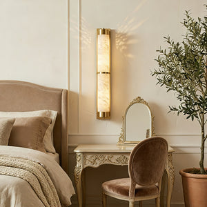 VUUE Cylindra Alabaster Brass Wall Light - French Provincial Bedroom Vanity Dressing Table | HoaiLamp