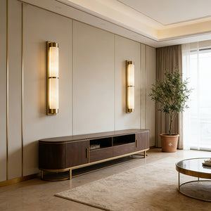 VUUE Cylindra Alabaster Brass Wall Light - Living Room Media Console TV Stand | HoaiLamp