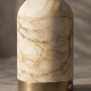Wine Bottle Alabaster Table Lamp - Macro Close Up Natural Alabaster Stone Amber Veining Texture | HoaiLamp