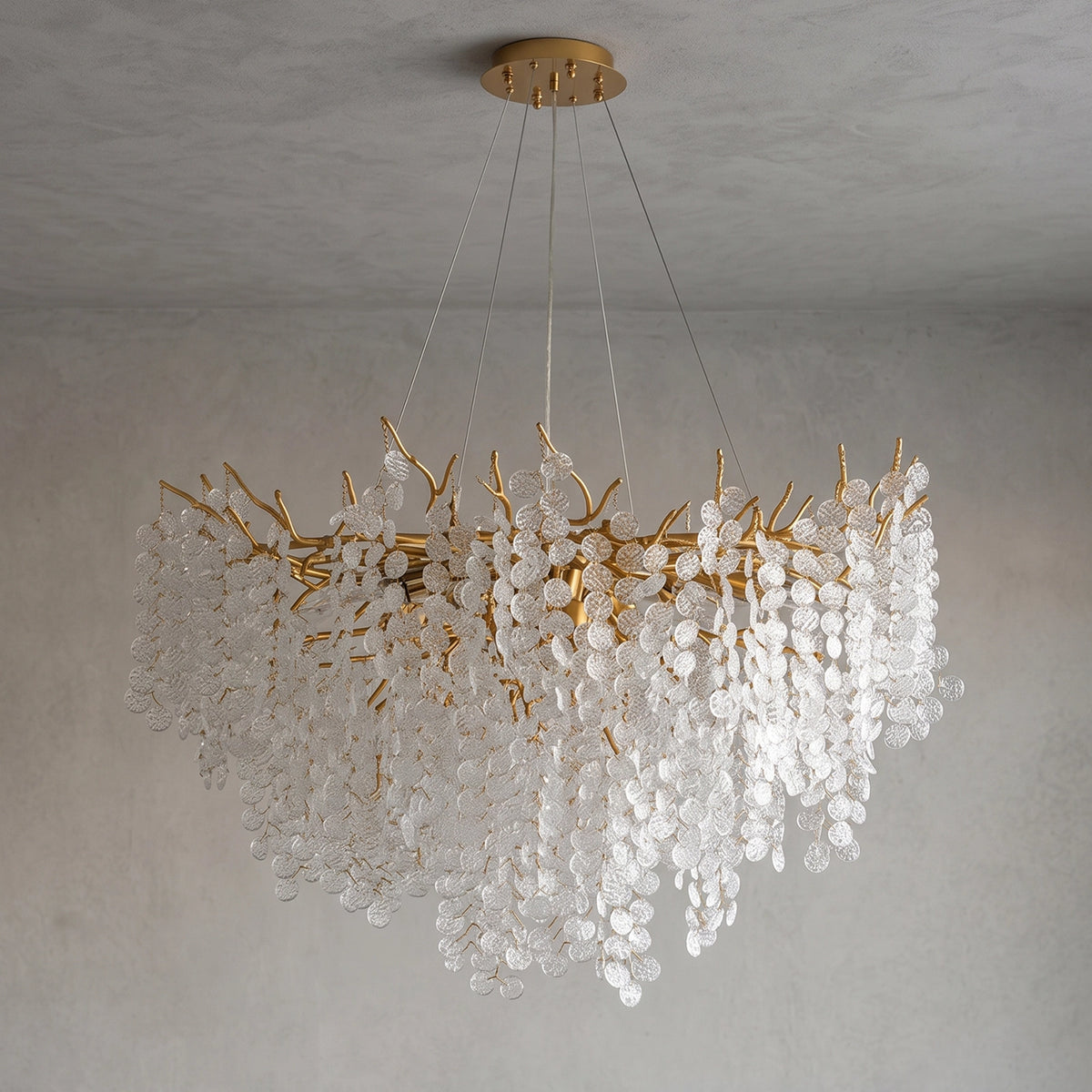 Wisteria Gold Branch Glass Disc Chandelier