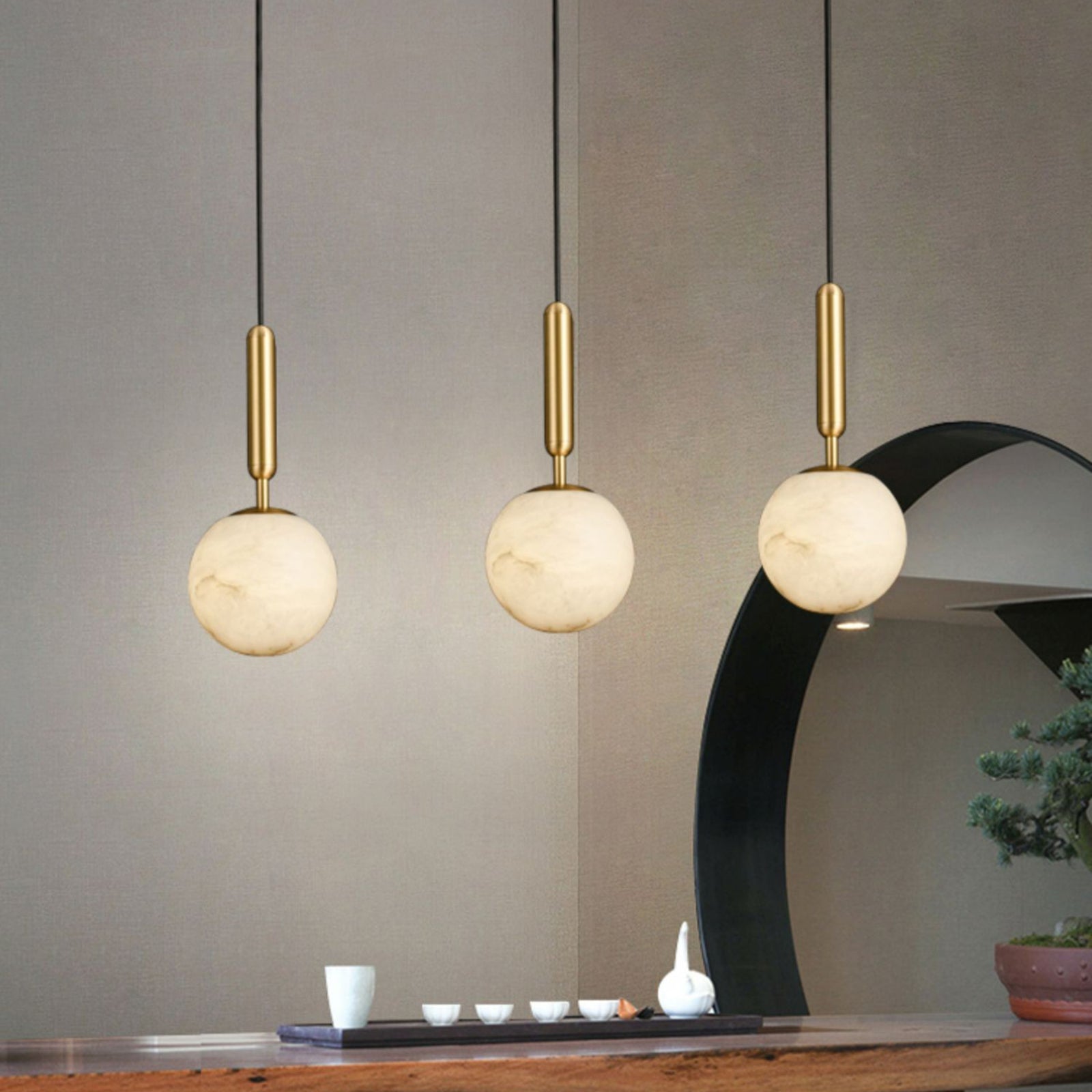Alabaster Art Island Pendant Light