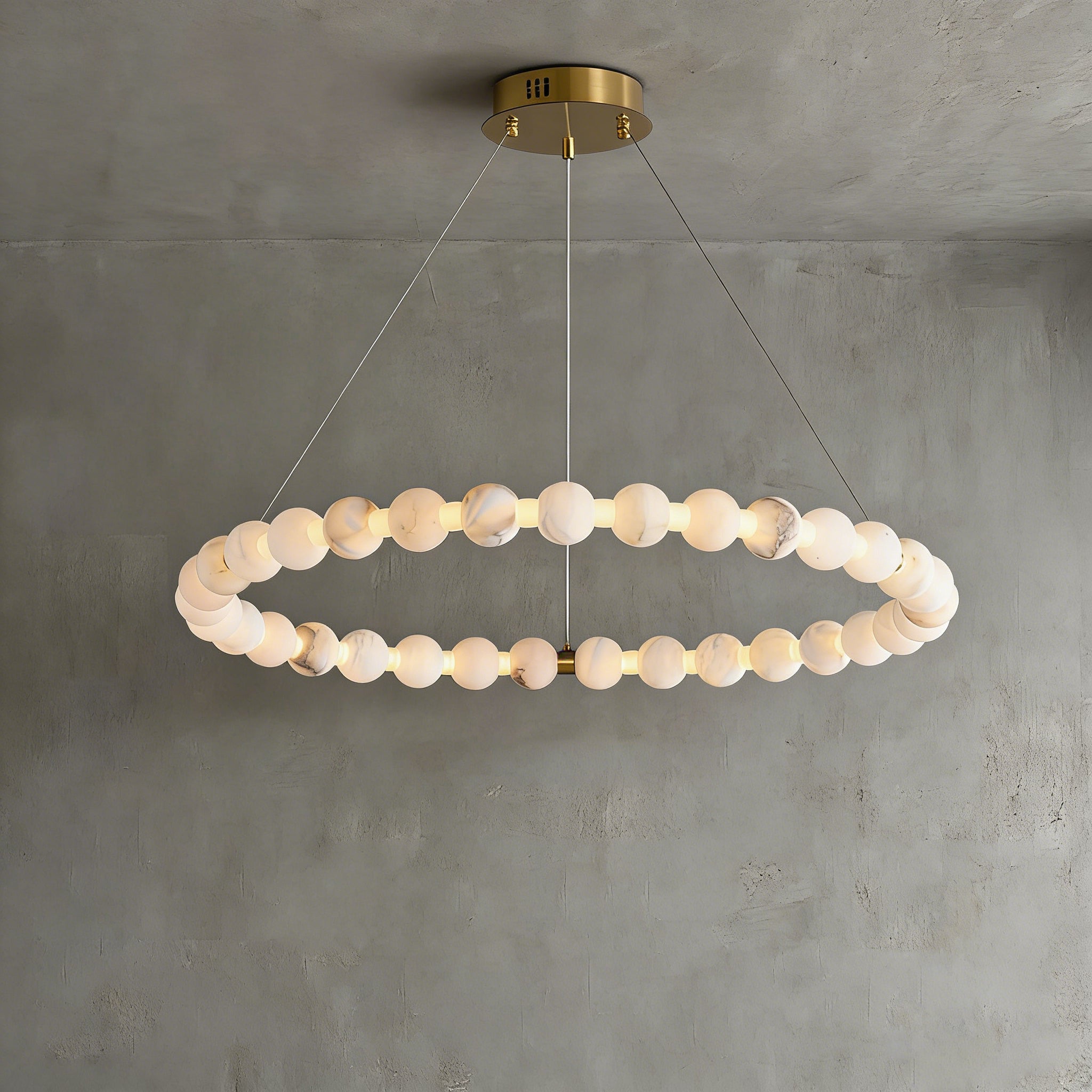 Alabaster Beaded Ring Chandelier