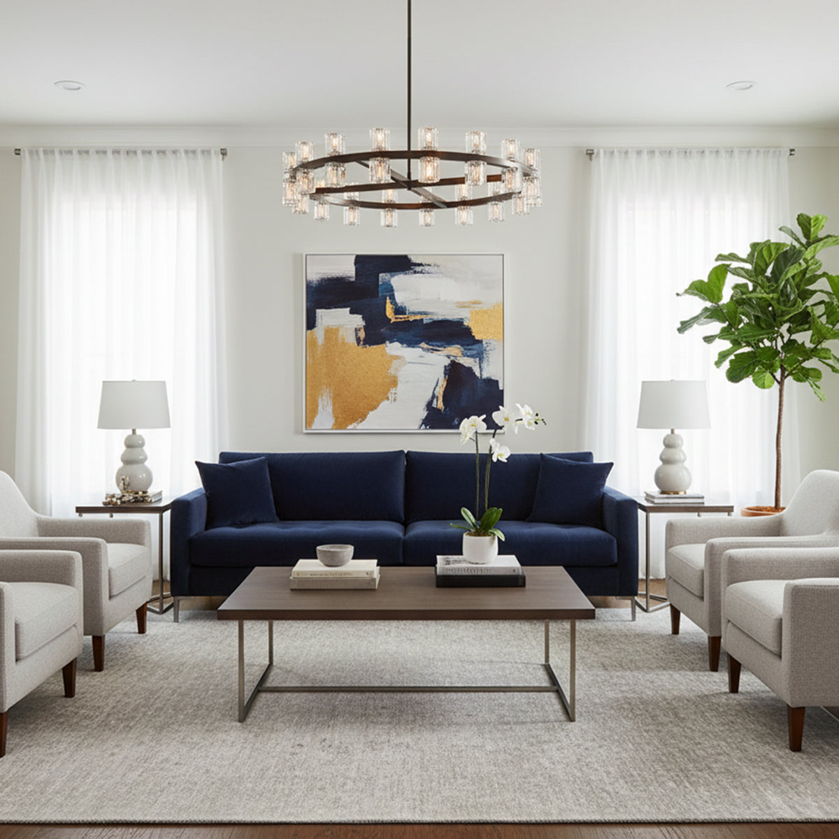 Brach Crystal Shades Round Chandelier