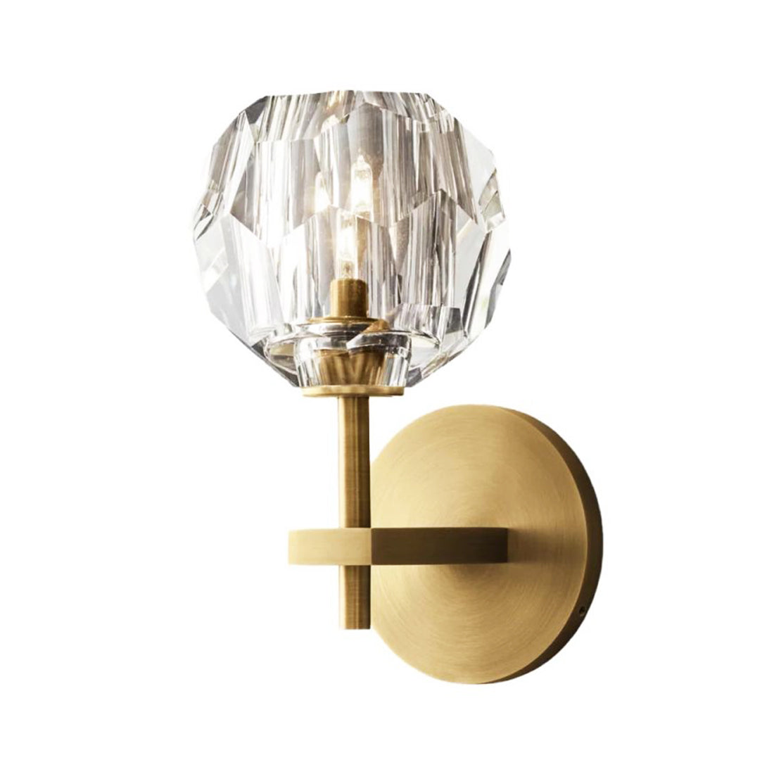 Faceted Crystal Brass Wall Sconce