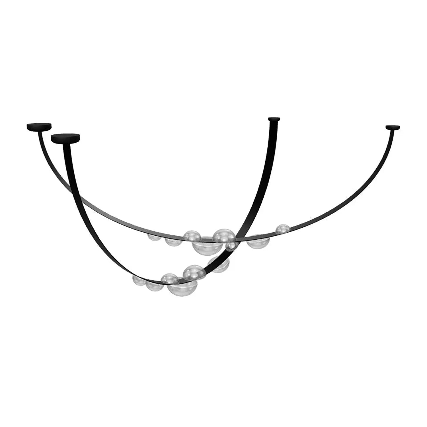 Dew Aura Leather-Strap Glass Pendant - White Background Triple Wave Parallel Installation | HoaiLamp