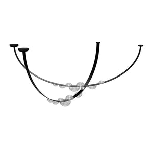 Dew Aura Leather-Strap Glass Pendant - White Background Triple Wave Parallel Installation | HoaiLamp