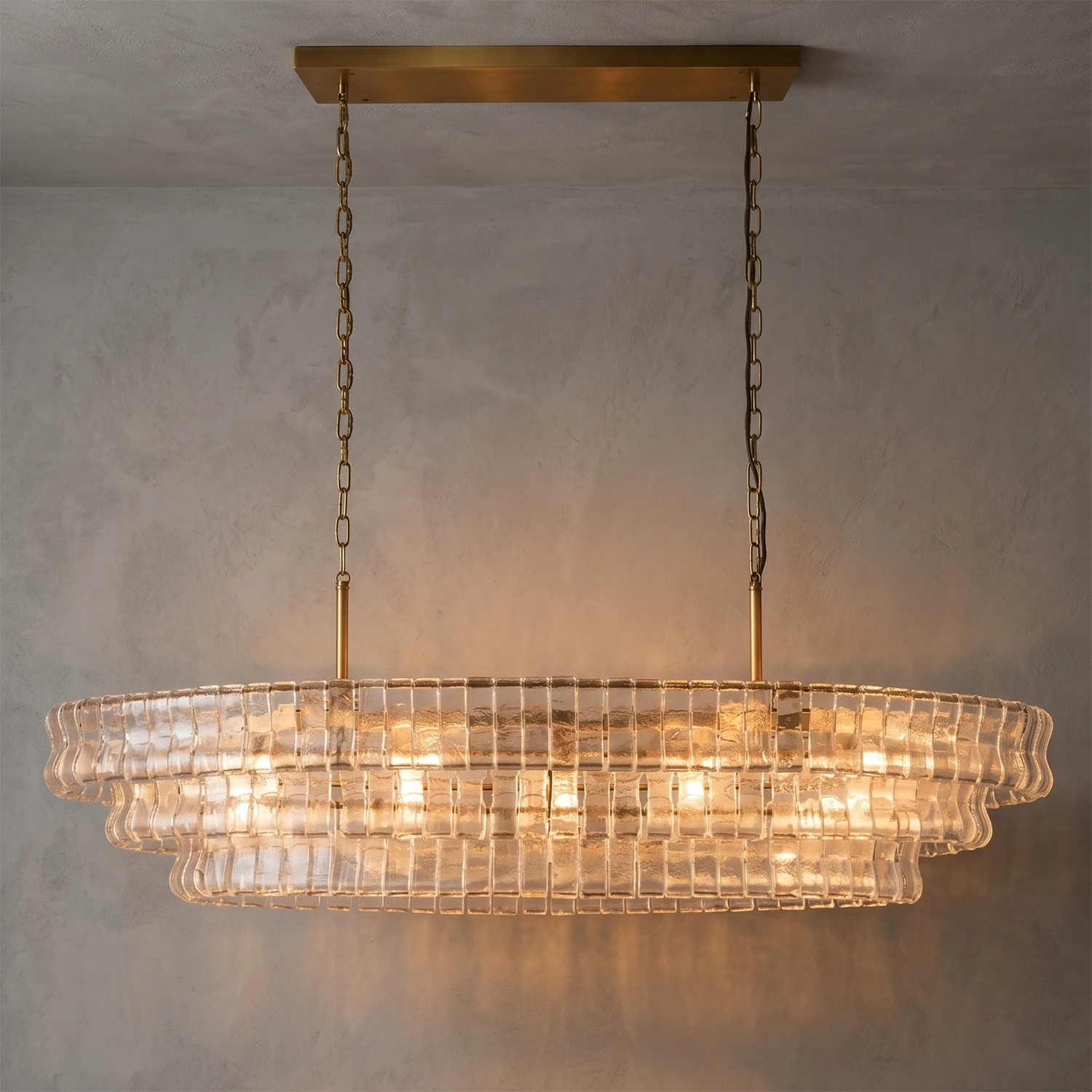 Glacii Ring Glass Chandelier - Modern Linear Fluted Glass Chandelier