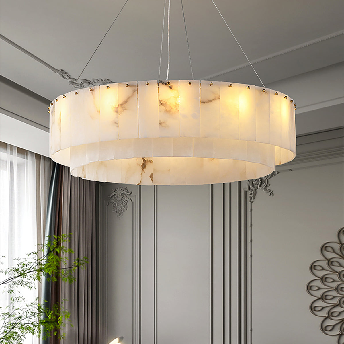 Layered Alabaster Ring Chandelier