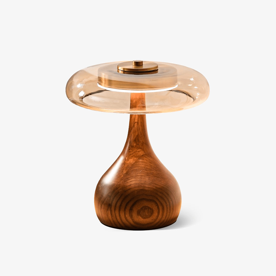 Mid-Century Wood & Glass Disc Table Lamp
