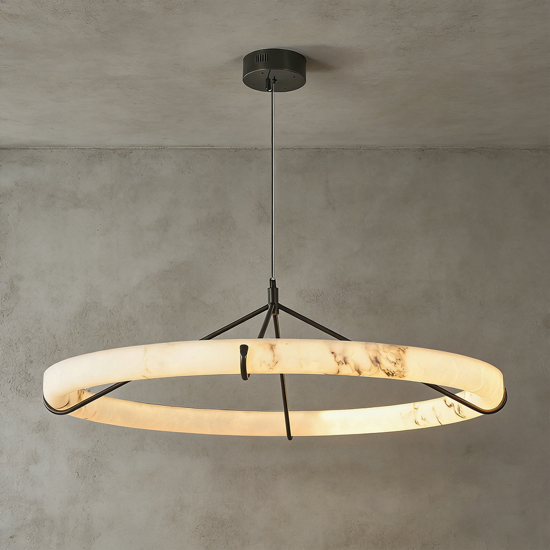 Modern Spanish Alabaster Halo Pendant Lamp