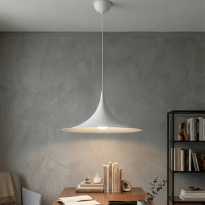 Sami Trumpet Pendant Light - Sleek Matte Black Bright Window Dining Corner | HoaiLamp