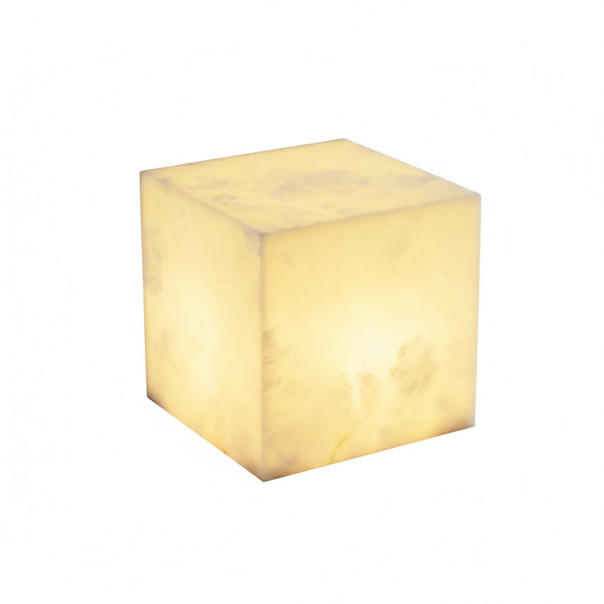 Simple Alabaster Cube Table Lamp