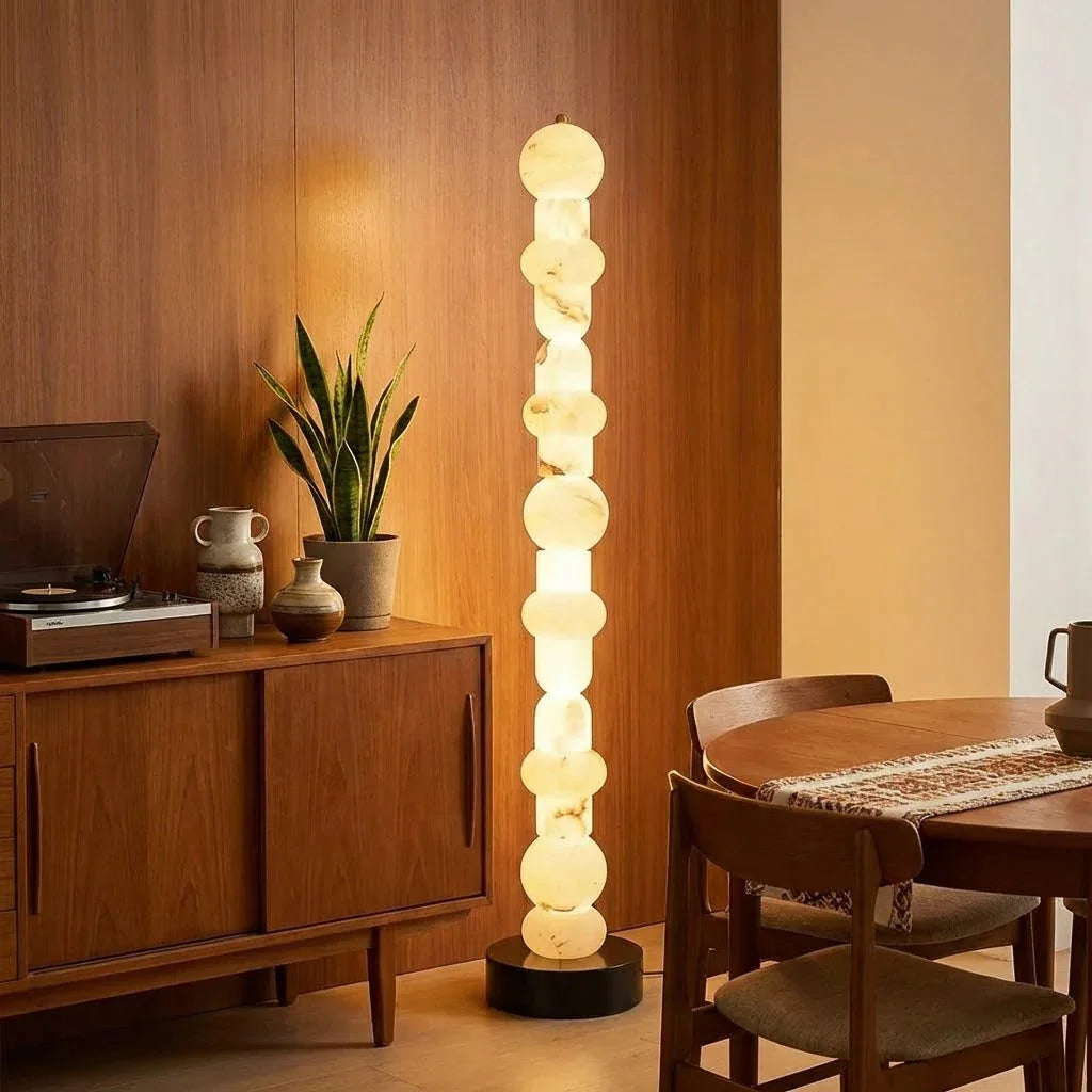 Stacked Alabaster Orb Floor Lamp