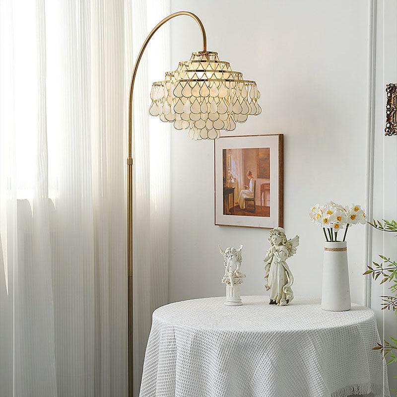 Teardrops Capiz Arc Floor Lamp