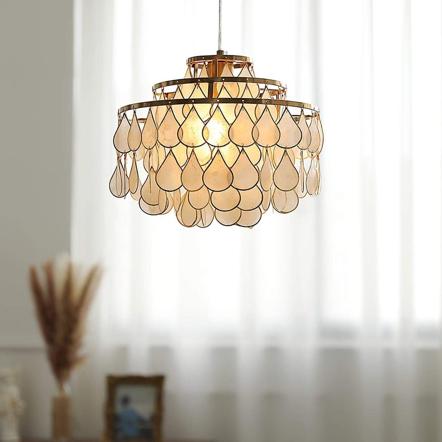 Teardrops Capiz Chandelier