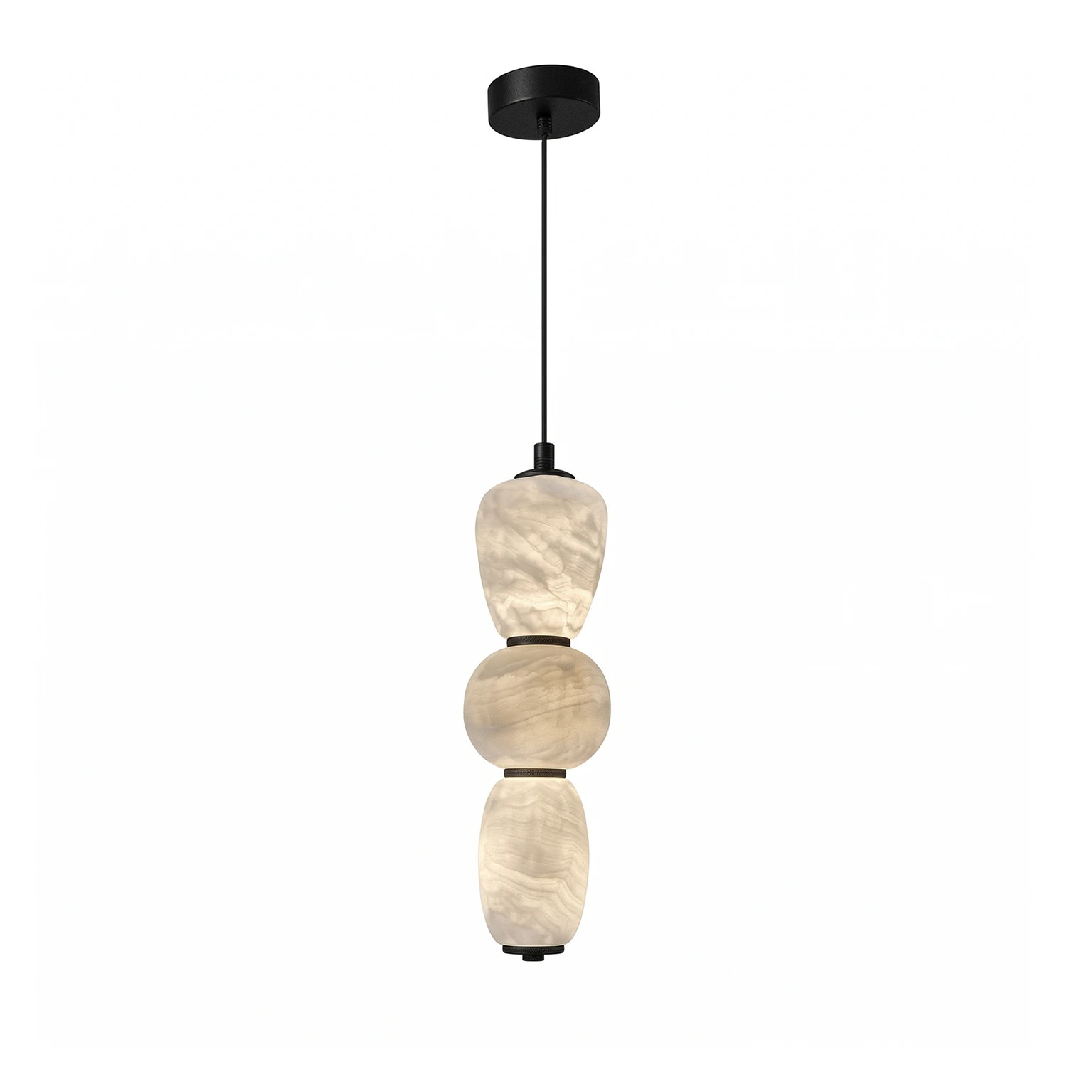 Alabaster Pendulous Pearl Pendant - 3-Tier Sculptural Form | HoaiLamp