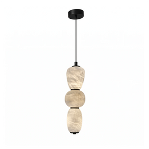 Alabaster Pendulous Pearl Pendant - 3-Tier Sculptural Form | HoaiLamp