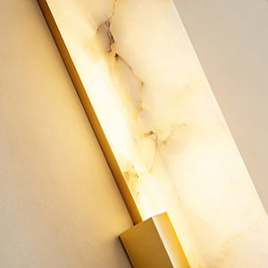 Alberta Brass Marble Wall Light - Translucent Marble Texture Detail | HoaiLamp