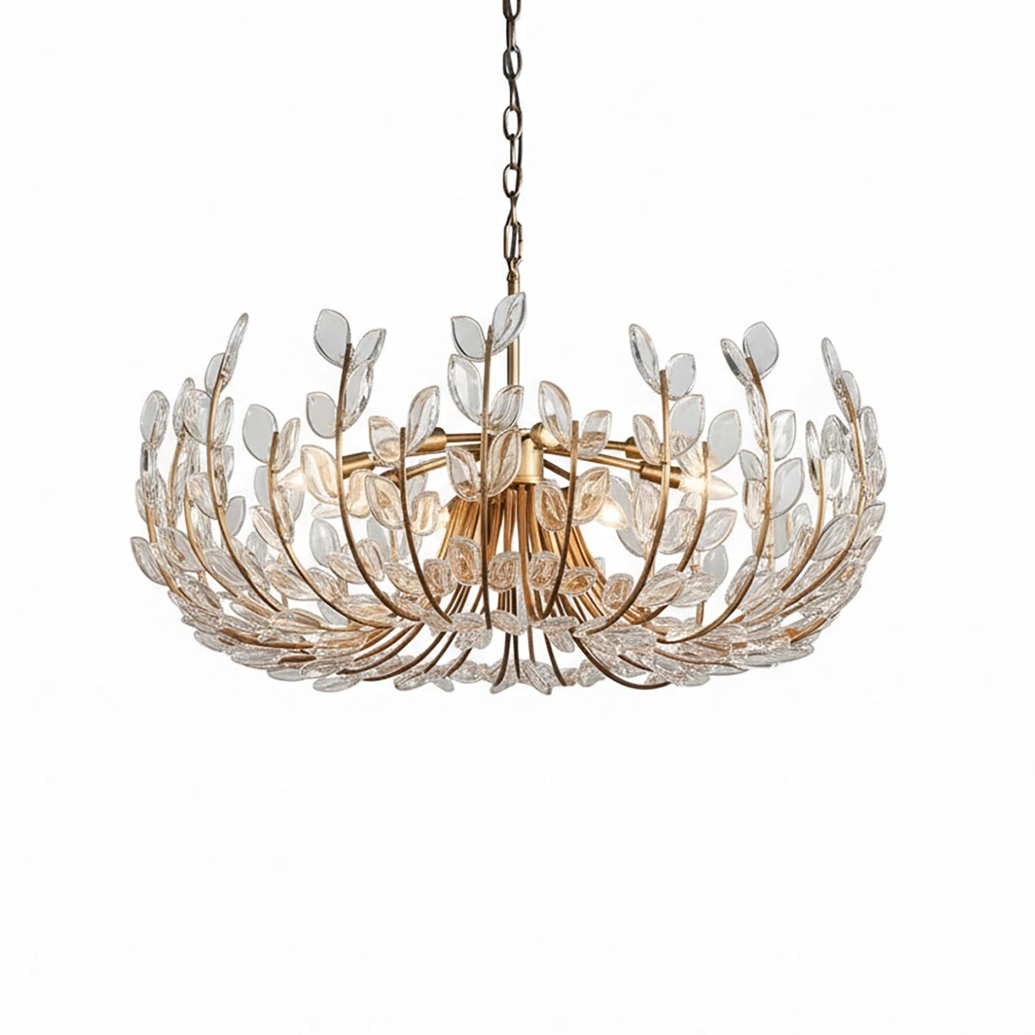 Adela Artisan Hand-Blown Glass Chandelier - Studio White Background Isolated Front Lit Fixture | HoaiLamp