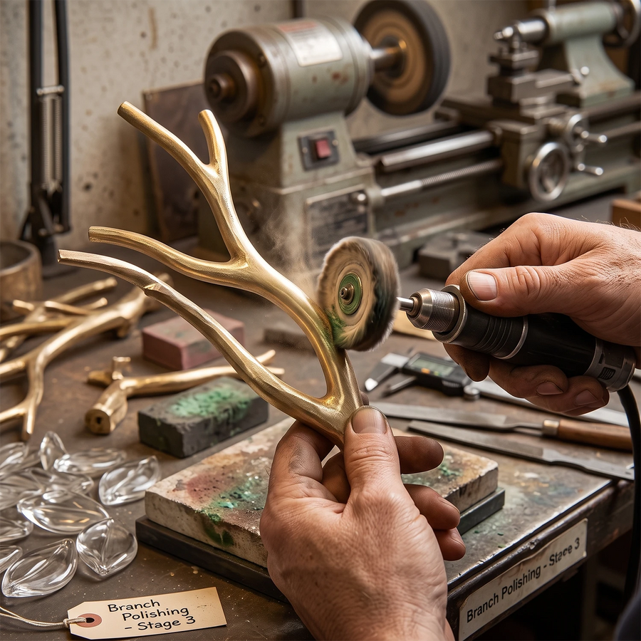 Brass Branch FinishingPrecision-bent arms with a hand-brushed brass-tone finish.