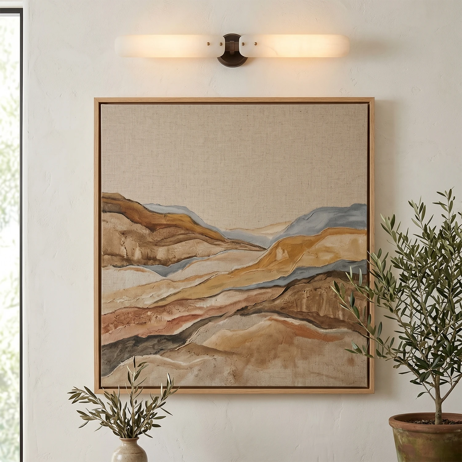 Afroalia Luxury Modern Art Deco Wall Sconce - Framing Abstract Canvas Art | HoaiLamp