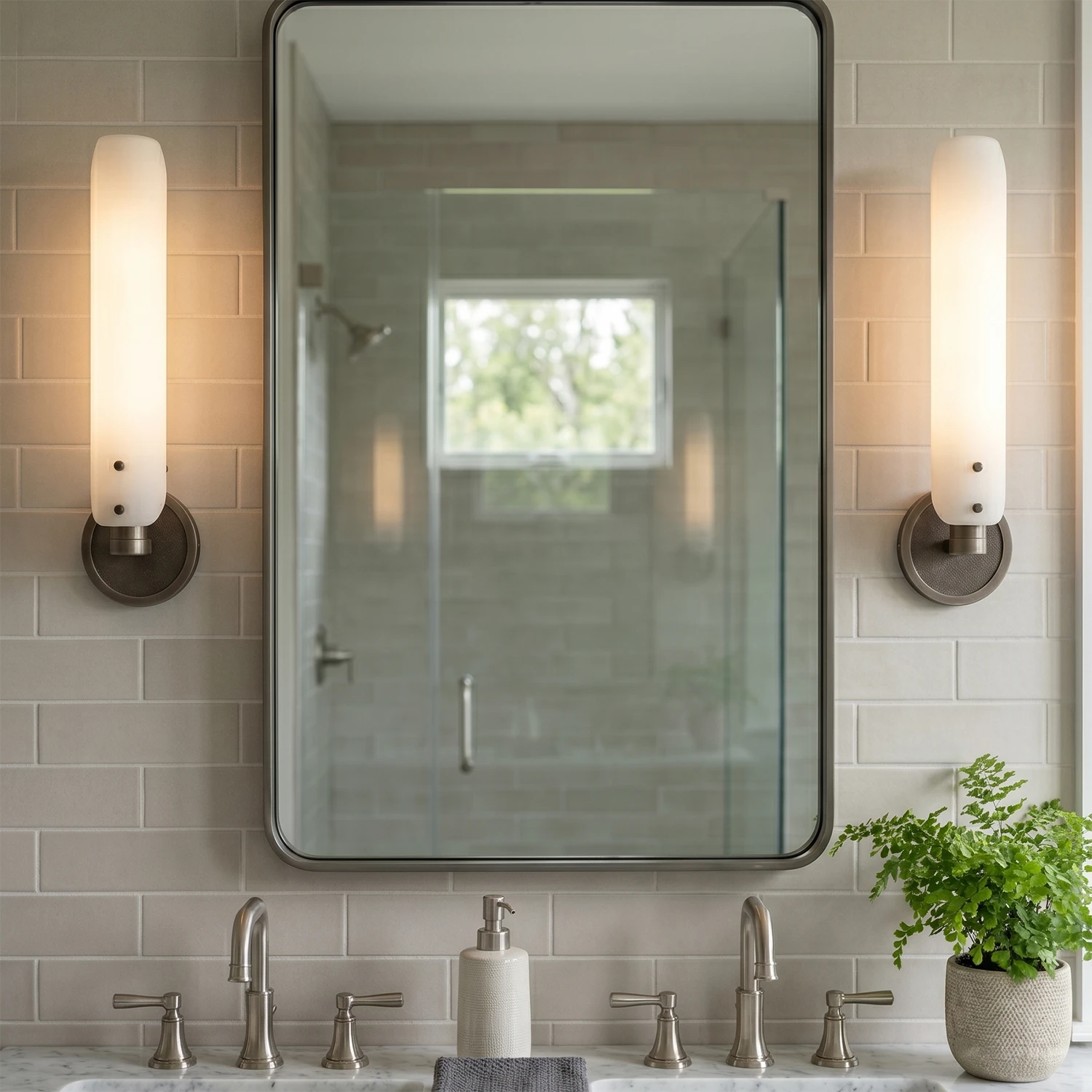 Afroalia Luxury Modern Art Deco Wall Sconce - Double Bathroom Sconce Balance | HoaiLamp