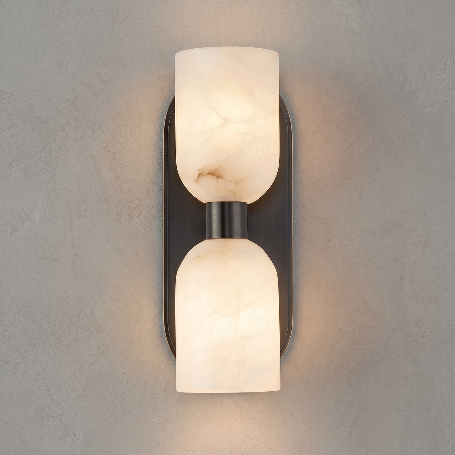 Alabaster Aurinde Wall Lamp - Dual Stone Matte Black Vertical Sconce | HoaiLamp